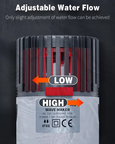 Miniatura 3 de Pawfly Acuario Wave Maker para peceras de hasta 150 galones, bomba de circulación ajustable de 2000 GPH con base de ventosa fuerte, bomba de agua
