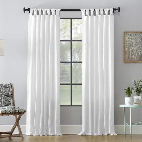 Cortina Archaeo de algodón lavado con lengüeta giratoria, 52" x 95", color blanco
