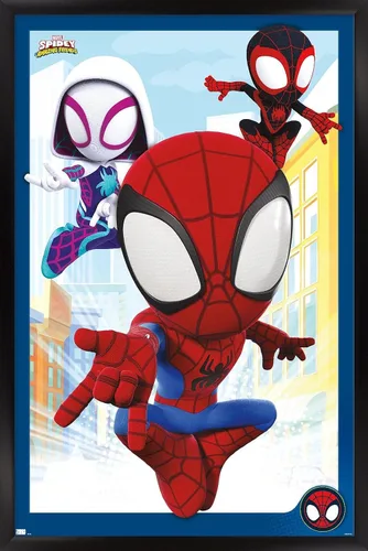 Miniatura 8 de Marvel Spidey and His Amazing Friends - Póster de pared grupal, 22.4 pulgadas de largo x 14.7 pulgadas de ancho, versión enmarcada de madera