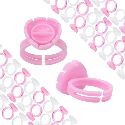 Miniatura 10 de Pretty memory - Anillos de pegamento para extensiones de pestañas, 100 unidades, anillos de pestañas inteligentes, con forma de corazón, soporte