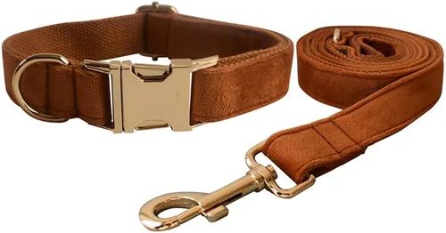 Miniatura 22 de Love Dream Juego de collar y correa de terciopelo para perro, suave y cómodo, correa ajustable y collar con hebilla de metal resistente para perros