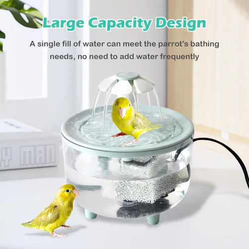 Miniatura 4 de Baño Automático para Pájaros, Bañera de Loro con Fuente de Pétalos Filtro Circulante Jaula Baño de Pájaros Ducha Cacatúa Baño de Pájaros
