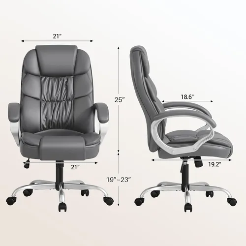 Miniatura 3 de Homall Silla de Oficina de Respaldo Alto Silla de Computadora Silla de Escritorio, Cuero PU Altura Ajustable Silla Ejecutiva Giratoria de Tarea Gris