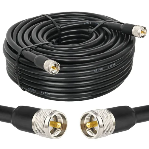 Miniatura 10 de MOOKEERF Cable coaxial CB - RG213 UHF macho a macho 50 pies de baja pérdida RG-213 UHF Cable para radioaficionado/radio VHF/medidor SWR/analizador