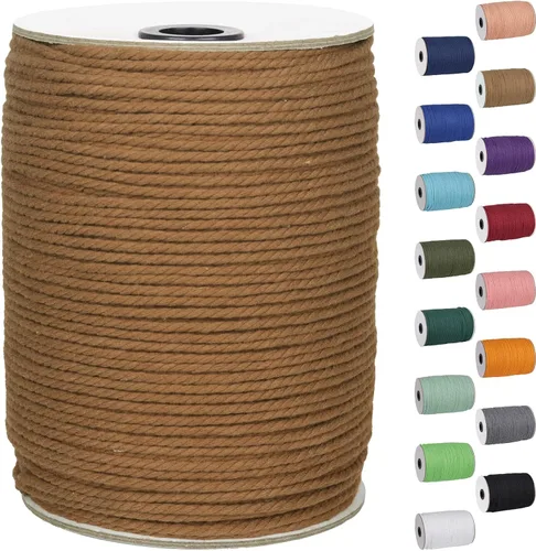 Miniatura 23 de Cordón de macramé de 1/8 pulgadas 220 yardas (200 metros) suministros naturales de macramé, hilo de macramé, cuerda de algodón de color, cuerda