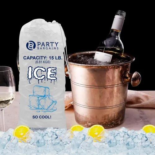 Miniatura 2 de Party Bargains Bolsas de hielo de plástico con cordón de 15 libras, 600 unidades, 24 x 14 pulgadas, bolsas de almacenamiento de hielo duraderas