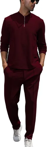 Miniatura 52 de FZNHQL Conjunto deportivo de moda para hombre, 2 piezas, casual, atlético, para correr, manga corta/larga, conjunto para hombre