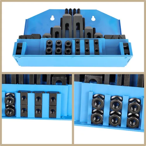 Miniatura 3 de Kit de sujeción de abrazadera de sujeción con ranura en T de 1/2 pulgada, 58 piezas, repuesto para fresadora Bridgeport con caja de almacenamiento