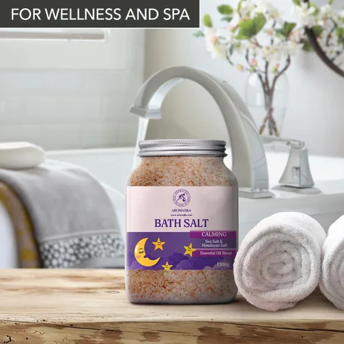 Miniatura 7 de Sales de baño calmantes de 46 onzas – 45.86 oz – con aceites esenciales de sándalo, lavanda y bergamota – Sales marinas de baño naturales de 2.9 lbs