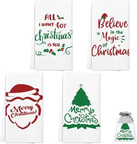 Nialnant Juego de 4 paños de cocina de Navidad para cocina y baño, regalos de inauguración de la casa, decoración de Navidad para cocina, 16 x 23.6