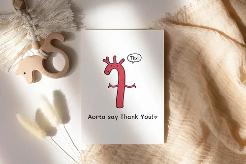 Miniatura 2 de LissiArt97 Aorta Say Thank You Card - Tarjeta médica linda y divertida para médico, enfermera y escuela de medicina