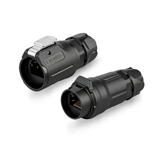 Miniatura 9 de Conector RJ45, conector circular industrial Ethernet impermeable IP67, conector de doble puerto de aviación 8P8C, conector de señal para el hogar