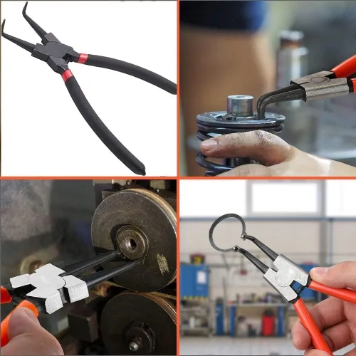 Miniatura 5 de Utoolmart Mango recubierto de plástico de acero de alto carbono de 7 pulgadas de 90 grados, alicates de circlip doblado externo, 1 unids