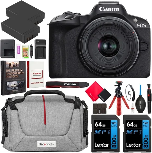 Miniatura 9 de Canon Cámara sin espejo EOS R50 (negro) con RF-S 0.709-1.772 in F4.5-6.3 es lente STM 5811C012 paquete con bolsa de fotografía Deco Gear + 2