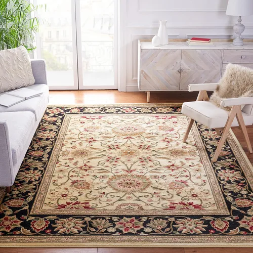 Miniatura 6 de SAFAVIEH Lyndhurst Collection - Alfombra de área de 9 x 12 pies, color marfil y rojo, diseño oriental tradicional, no desprende pelusa y de fácil
