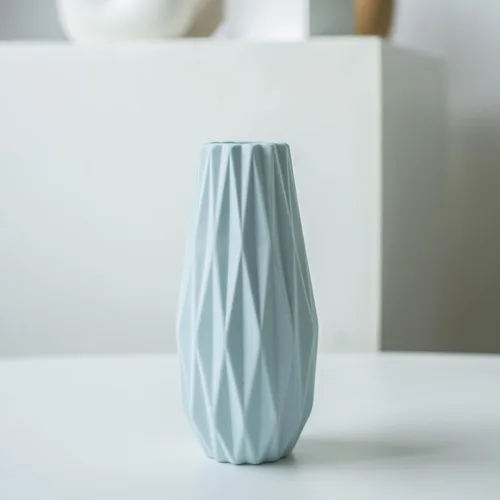 Miniatura 2 de Jarrón de cerámica blanca simple, moderno jarrón de porcelana para decoración del hogar, diseño de origami, arreglo floral, decoración de accesorios