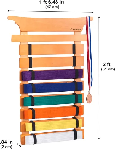Miniatura 5 de KidKraft Soporte de cinturón de artes marciales, Natural