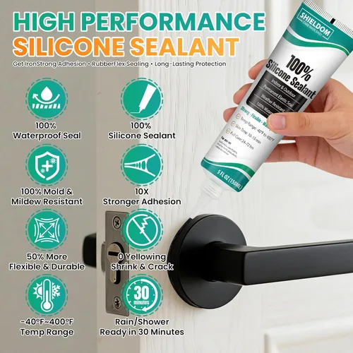 Miniatura 2 de SHIELDOM Sellador de silicona adhesivo de silicona con herramienta de acabado, sello 100% impermeable, a prueba de encogimiento y grietas, flexible