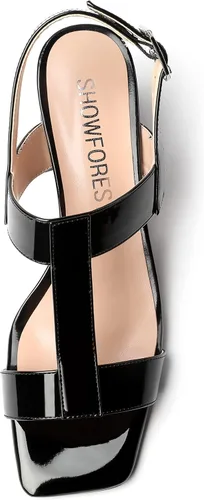 Miniatura 3 de SHOWFOREST Sandalias de tacón medio grueso para mujer, con puntera abierta, puntera abierta, 2.5 pulgadas