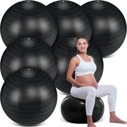 Hungdao Paquete de 6 pelotas de ejercicio inflables a granel para embarazo y entrenamiento, pelota de pilates de 22 pulgadas para yoga,
