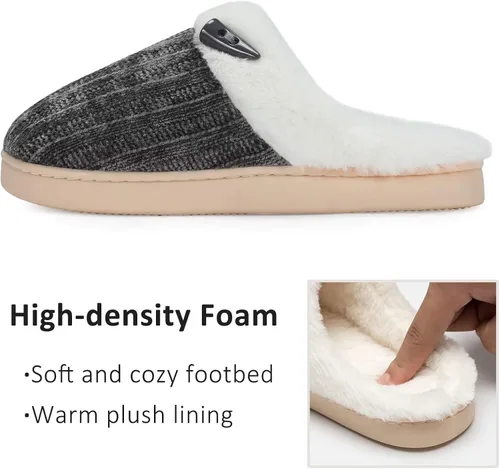 Miniatura 3 de NineCiFun Pantuflas cómodas de casa para mujer, de espuma viscoelástica, mullidas, para interiores, exteriores, antideslizantes, para el hogar