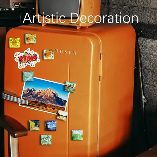 Miniatura 6 de Berkin Arts 12 piezas lindo cuadrado de cristal fuerte imán magnético refrigerador girasol noche estrellada Vincent Van Gogh Series