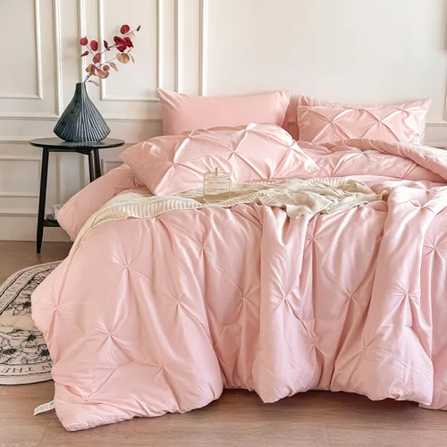 Miniatura 8 de Maple&Stone Juego de Edredón Twin XL, Juegos de Ropa de Cama Extra Largos de 5 Piezas para Dormitorio, Cama en una Bolsa con Edredón Pintuck, Beige