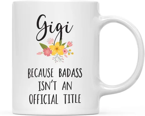 Miniatura 45 de Andaz Press Taza de café de 11 onzas, regalo de broma, tía porque Badass no es un título oficial, gráfico floral, 1 paquete
