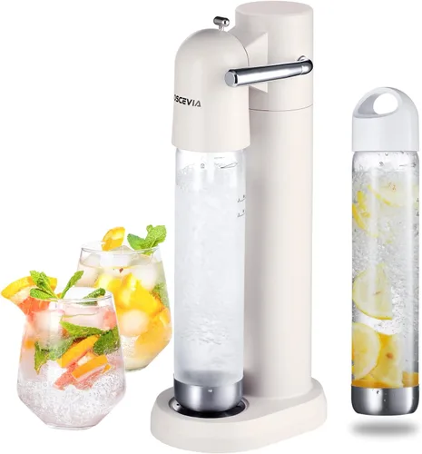 Máquina de agua con gas, seltzer y carbonatador para bebidas, dispensador de vapor de soda, máquina carbonatadora con 2 botellas sin BPA (1 l), 1Lx2