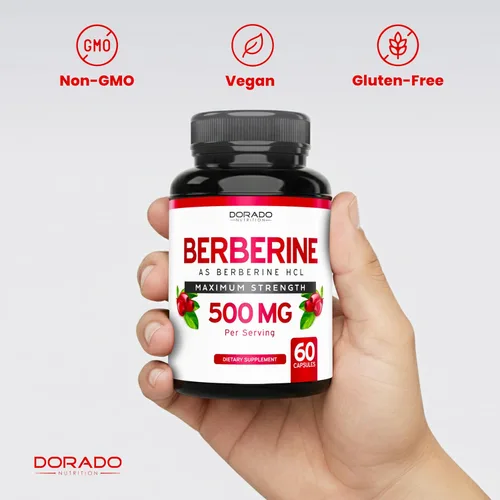 Miniatura 7 de Suplemento de berberina de 500 mg por porción (60 cápsulas) Berberina HCL para apoyo a la salud intestinal para hombres y mujeres - Suplementos