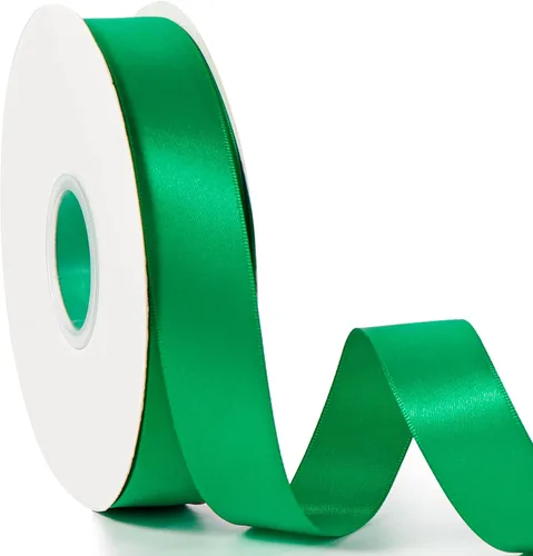 Miniatura 103 de Cinta de satén de color liso verde manzana de 1-1/2 pulgadas x 50 yardas, cinta de tela de poliéster de alta densidad de doble cara para envolver