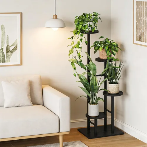 Soporte para plantas de 5 niveles para interiores, estante esquinero para plantas, organizador de estantes para plantas, soporte de flores para