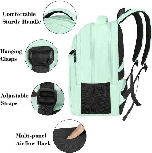 Miniatura 6 de MATEIN Mochila para laptop de 15.6 pulgadas con puerto de carga USB, mochila de viaje delgada y ligera resistente al agua para mujer Verde