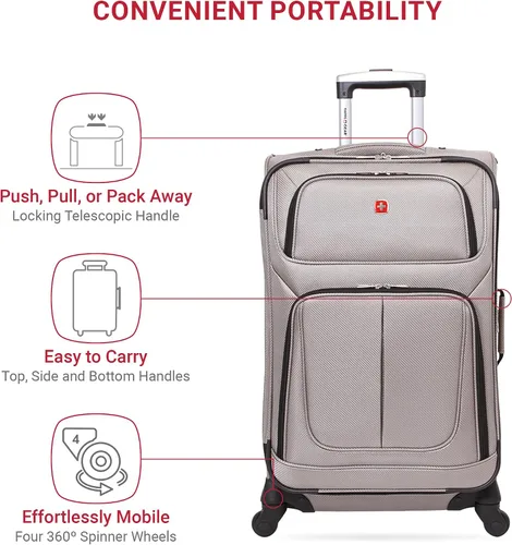Miniatura 175 de SwissGear - Equipaje suave expandible Sion con ruedas, Negro