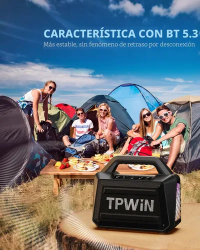 Miniatura 9 de Altavoz Bluetooth - Altavoces resistentes para exteriores de 80W, IPX6 impermeables, tiempo de reproducción de 20H, graves profundos, espectáculo