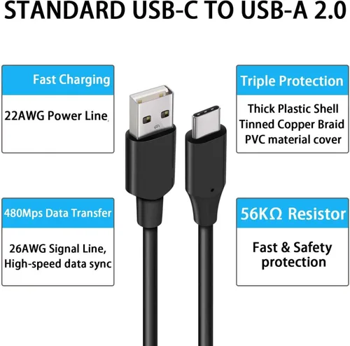 Miniatura 7 de Cable de carga USB-C tipo C de 6 pies, cable de alimentación USB largo rápido compatible con Samsung Galaxy Note 10 Plus - Galaxy Note 20 - Galaxy