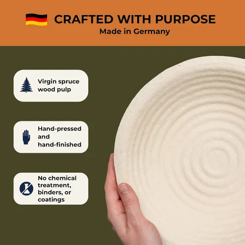 Miniatura 2 de Bulka Cesta grande redonda de 9 pulgadas con ranura de 2.2 lbs, pulpa de madera prensada, cesta a prueba de masa madre – Cuenco antiadherente a
