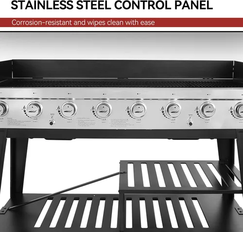 Miniatura 6 de Royal Gourmet Parrilla de gas de 8 quemadores, 104,000 BTU a propano líquido, sistemas duales controlados independientemente, para fiestas al aire