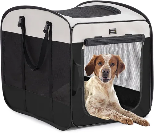 Miniatura 7 de DONORO Perreras y jaulas para perros medianos, jaula portátil desplegable para mascotas de interior con marco de alambre resistente, jaula de viaje