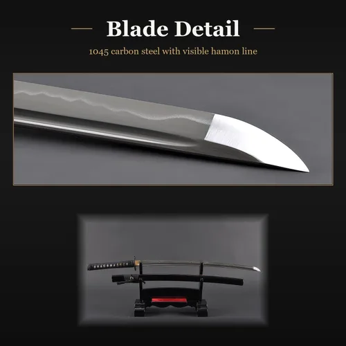 Miniatura 5 de HMS Samurai Katana Sword, Functional, Hand Forged, 1045 Carbon Steel, Heat Tempered, Full Tang, Sharp