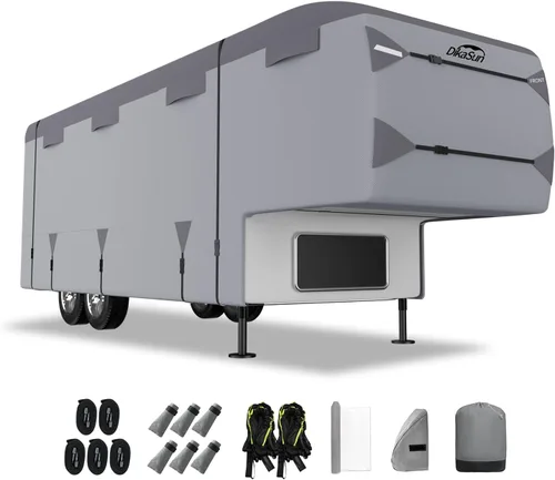 Miniatura 14 de Cubierta desplegable para cámper de 8 a 10 pies, 7 capas impermeable, cubierta de remolque plegable anti-UV, cubierta de caravana para autocaravana
