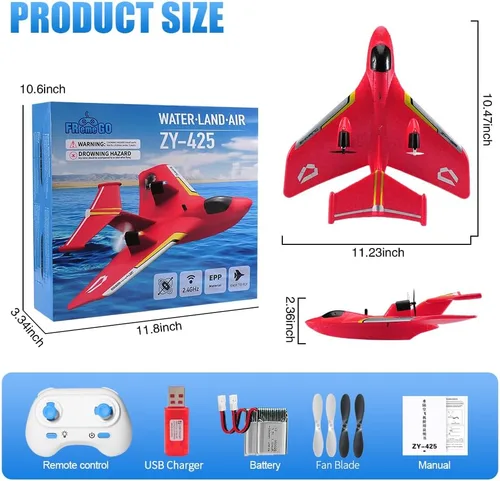 Miniatura 2 de Avión de agua a control remoto, avión RC para agua, tierra y aire, avión de control remoto, juguetes de combate volador, estabilizador de giroscopio