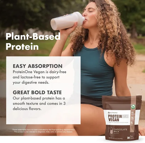 Miniatura 6 de NutraOne ProteinOne ProteinOne - Proteína vegana a base de plantas en polvo de proteína vegana, sin lácteos, proteína de guisantes y arroz