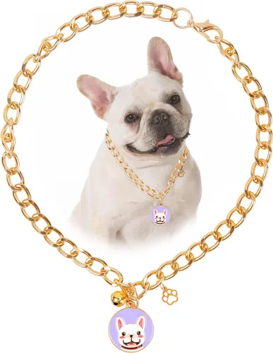 Miniatura 17 de HOWWFALY Collar para Perro y Cadena Collar para Gato de Acero Inoxidable Ajustable Collar en Forma de Corazón de Oro 18K para Mascotas Pequeñas