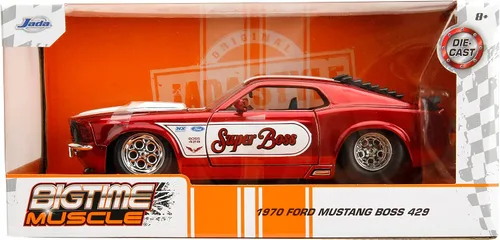 Miniatura 2 de Jada Big Time Muscle 1:24 1970 Ford Mustang Boss 429 - Auto fundido a presión, color rojo caramelo, juguetes para niños y adultos