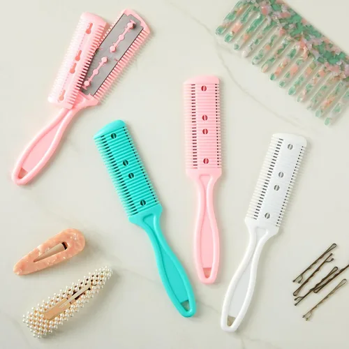 Miniatura 3 de Glamlily Juego de peine de afeitar para adelgazar el cabello, recortadora de extremo dividido, peine adelgazante sin esfuerzo, paquete de 4 a 7.1 x