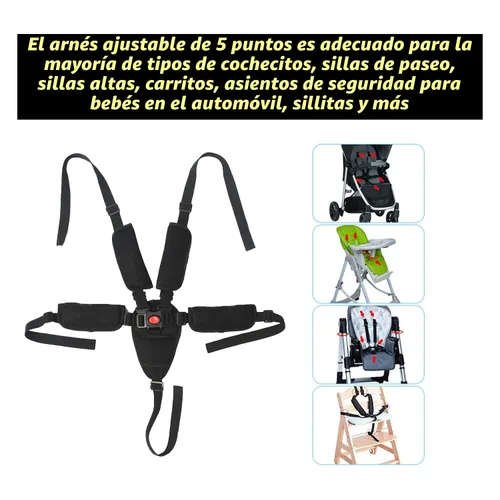Miniatura 6 de Arnés universal de 5 puntos para bebé, arnés ajustable correa de seguridad para bebé, cinturón de seguridad infantil con 5 almohadillas para silla