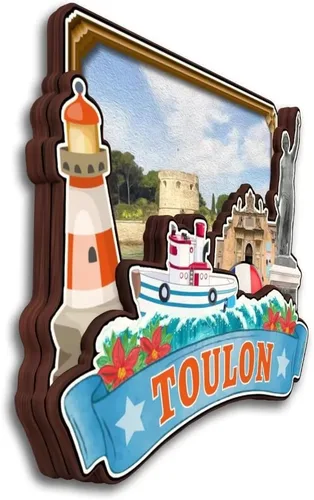 Miniatura 2 de Toulon Provence-Alpes-Cote d'Azur Francia - Imán para nevera Colección de madera 3D Madera hecha a mano recuerdos de la ciudad de viaje, imán