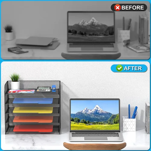 Miniatura 4 de Organizador de papel legal/A4 de 5 niveles, soporte para bandeja de papel para escritorio, soporte de archivos/clasificador, carpetas de archivos