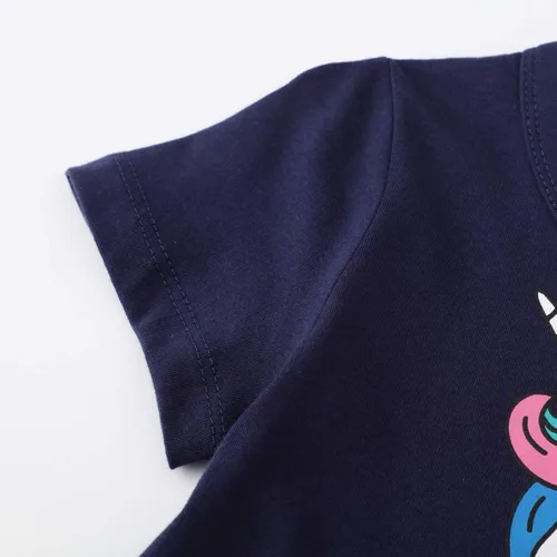 Miniatura 5 de HOMAGIC2WE Vestido casual de algodón de manga corta para niñas pequeñas, vestidos básicos para leggings